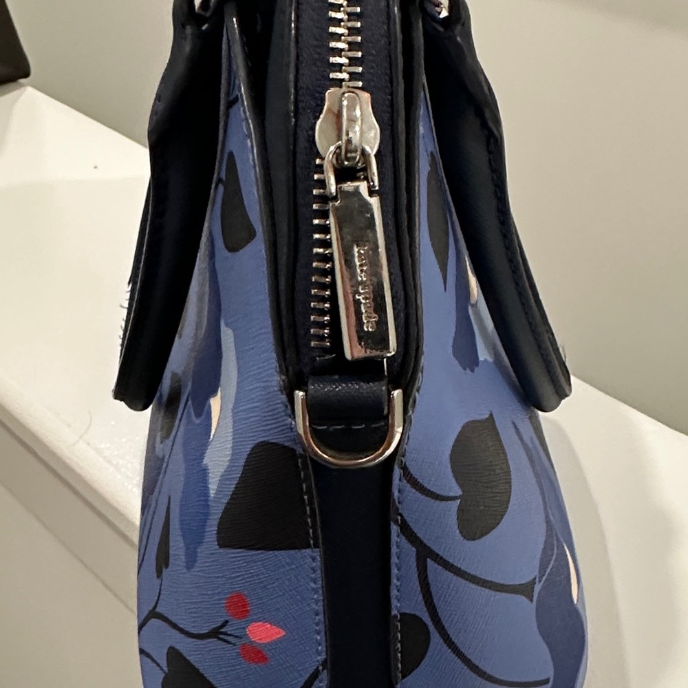 EUC Kate Spade Blue and Black Floral Satchel - Picture 3 of 4